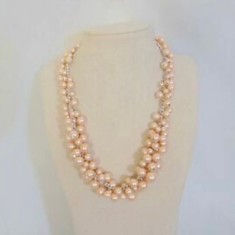 Charter Club 18” Silver Tone Pink Cluster Necklace Reg $69.50 NWT